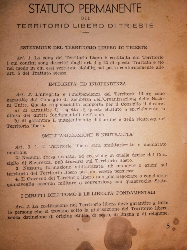 statuto territorio libero di Trieste